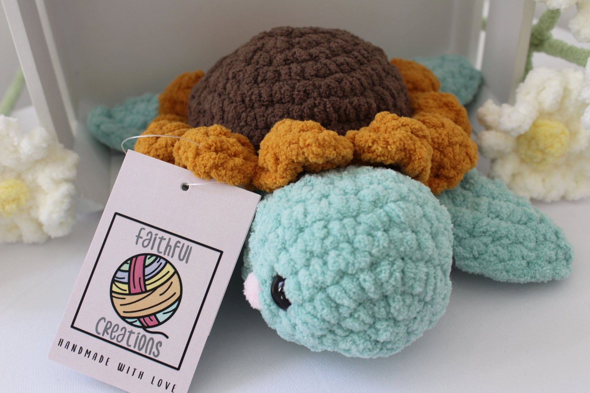 Super Soft Chunky Daisy Turtle Plushie - Faithful.CreationsUK